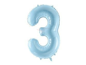 Balon foliowy - Cyfra "3" - Jasnoniebieski - 86cm 