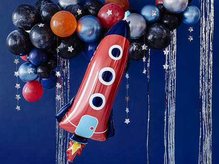 Balon foliowy - Rakieta - Czerwona - 44 x 115 cm