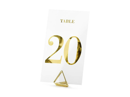 Numery na stół - Transparentne - Złote - 20 sztuk