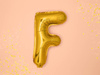 Balon foliowy - Litera "F" - Złota - 35 cm