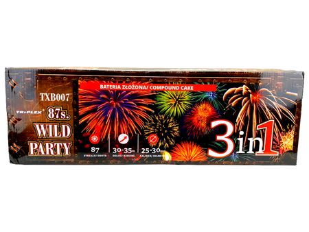 POKAZ FAJERWERKÓW WILD PARTY - 87 strzałów - 25/30mm - TXB007 - Triplex