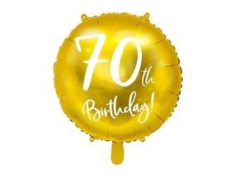 Balon foliowy 70th Birthday - 70 urodziny - złoty - 45 cm