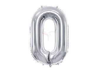 Balon foliowy - Cyfra "0" - Srebrny - 86 cm