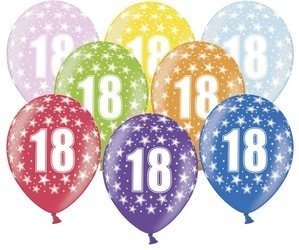 Balony 30 cm - 18th Birthday - 18 urodziny - Metallic Mix - 6 szt.
