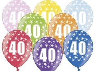 Balony 30 cm - 40th Birthday - 40 urodziny -  Metallic Mix - 6 szt.