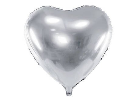 Balon foliowy - Serce - Srebrne - 61 cm