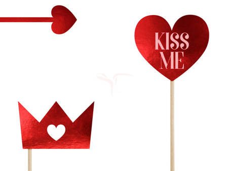 Gadżety do zdjęć - King - Queen - Kiss Me - 7 sztuk